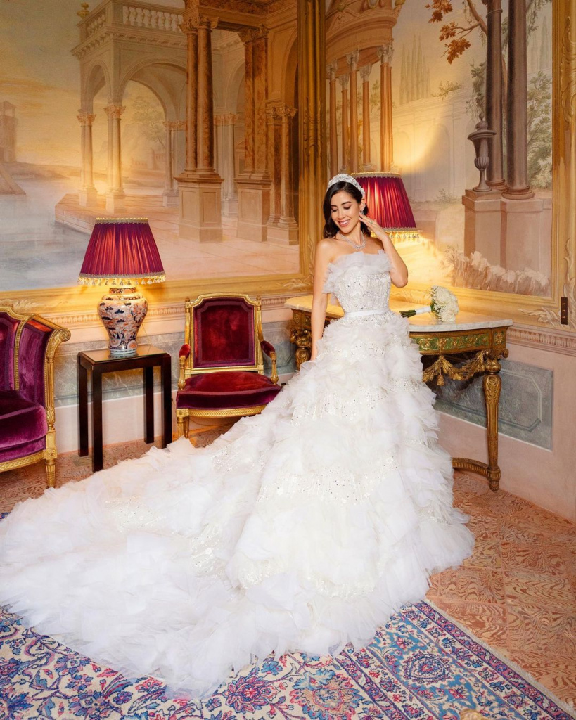 See the two extravagant wedding dresses Elie Saab designed for his  daughter-in-law