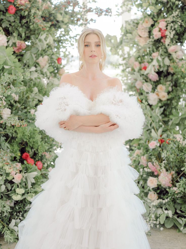 14_Emma Beaumont tulle wedding dress with large floral installation at The Orangery Holland Park.jpg