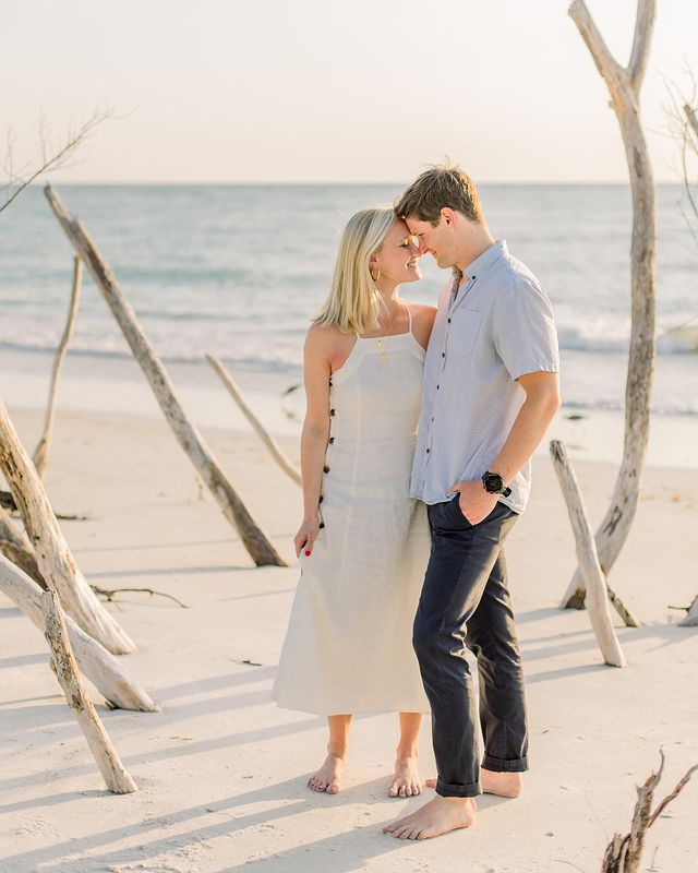 Casual pre shop wedding photo