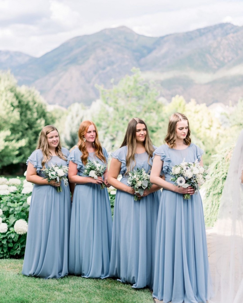 bright teal bridesmaid dresses