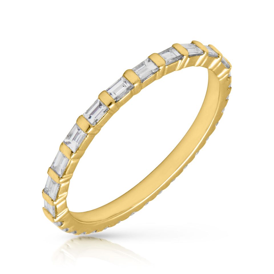 Anne Sisteron 14kt Yellow Gold Half Baguette Diamond Eternity Ring