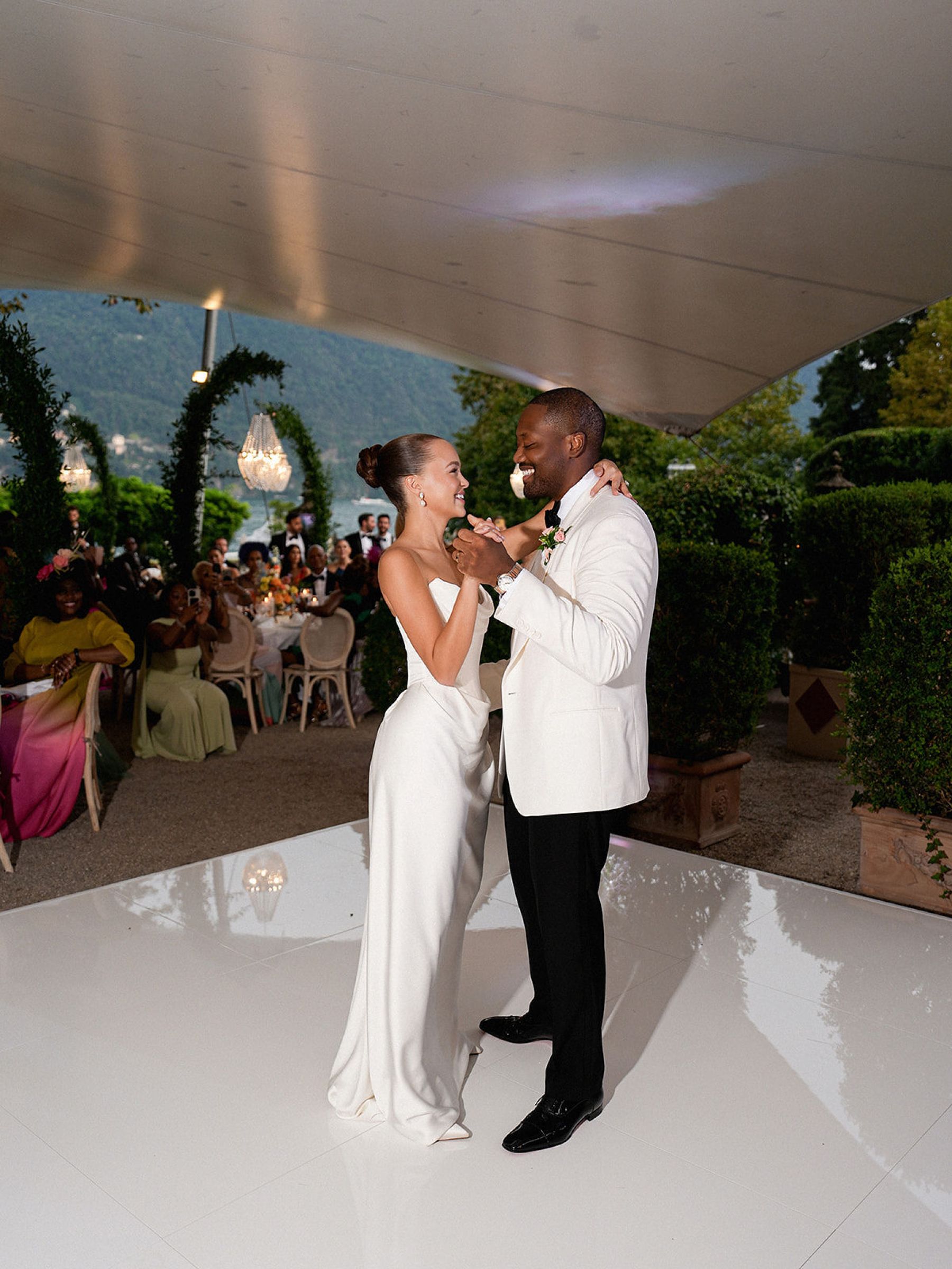 Madison &amp; Rotimi's Wedding at Villa D'Este: One Wooden Boat, 125 Guests, and Florals Nobody Expected photo