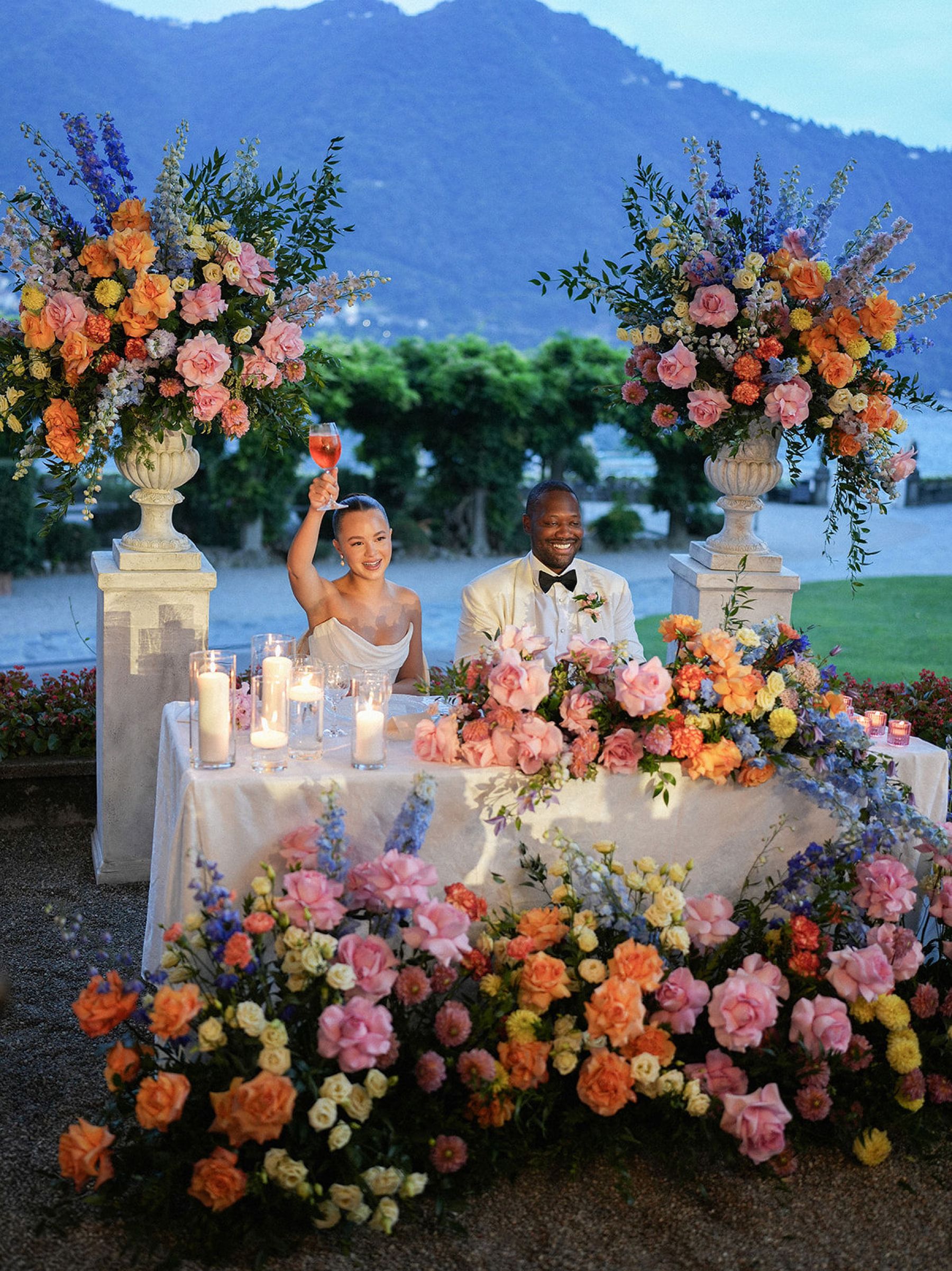 Madison &amp; Rotimi's Wedding at Villa D'Este: One Wooden Boat, 125 Guests, and Florals Nobody Expected photo