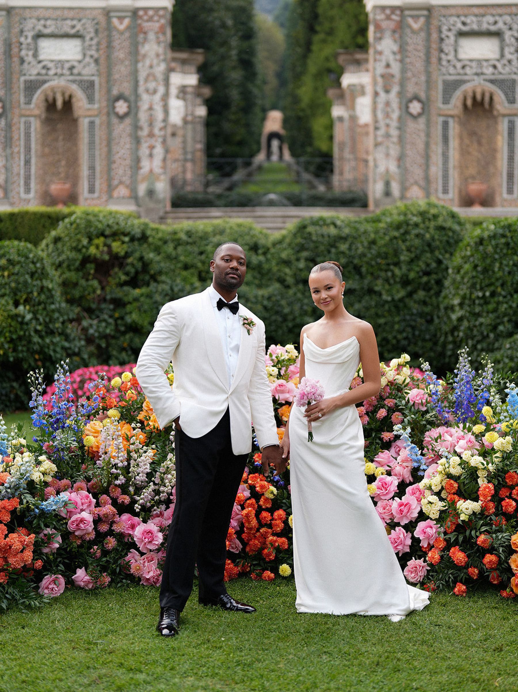 Madison &amp; Rotimi's Wedding at Villa D'Este: One Wooden Boat, 125 Guests, and Florals Nobody Expected photo
