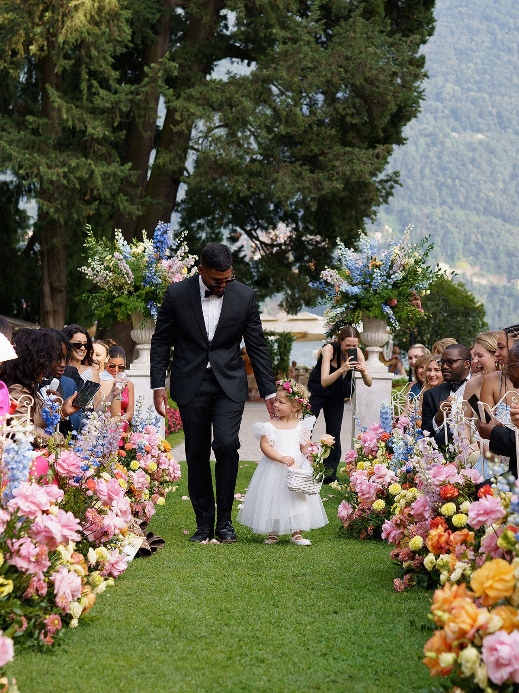 Madison &amp; Rotimi's Wedding at Villa D'Este: One Wooden Boat, 125 Guests, and Florals Nobody Expected photo