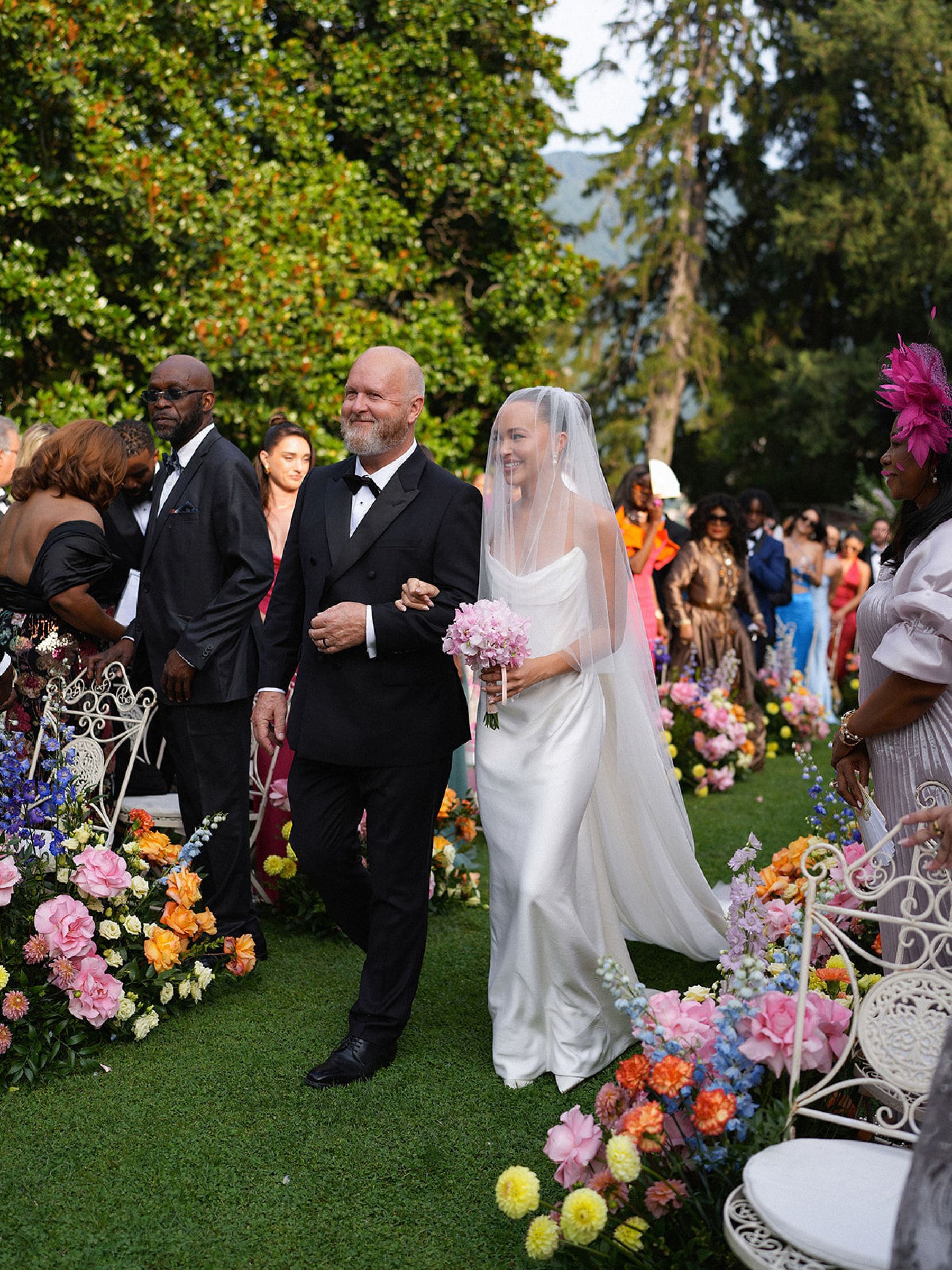 Madison &amp; Rotimi's Wedding at Villa D'Este: One Wooden Boat, 125 Guests, and Florals Nobody Expected photo