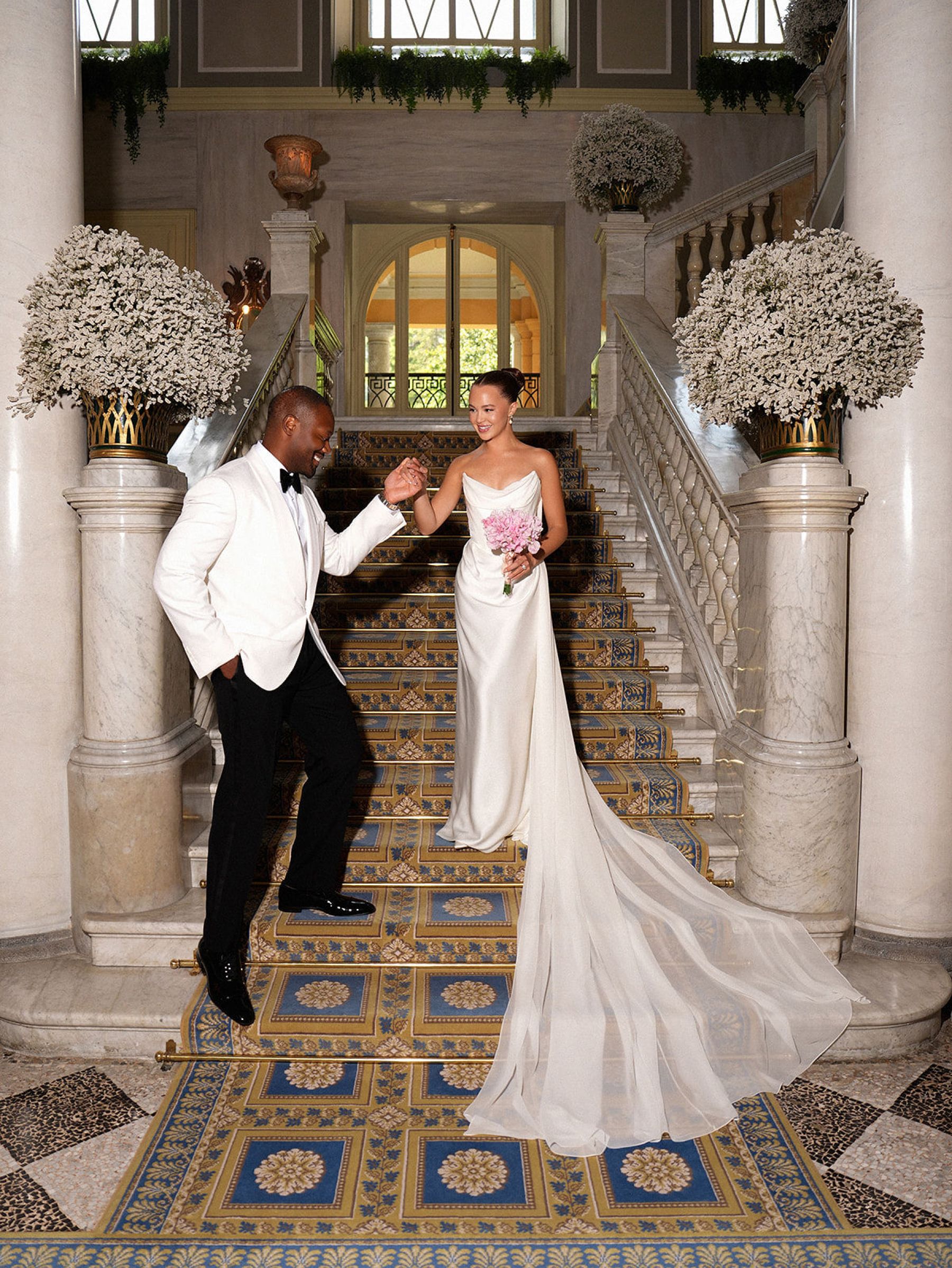 Madison &amp; Rotimi's Wedding at Villa D'Este: One Wooden Boat, 125 Guests, and Florals Nobody Expected photo