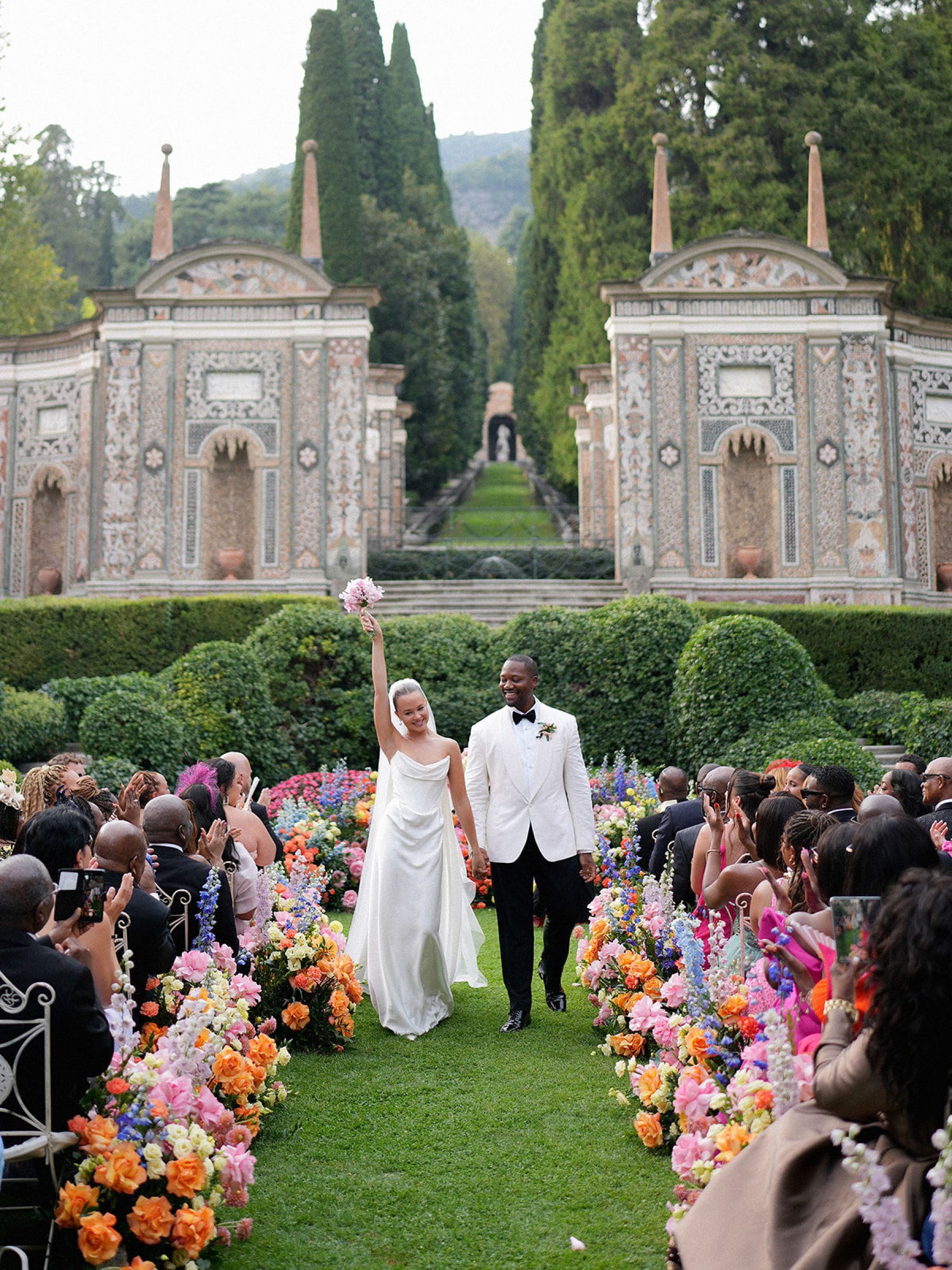 Madison &amp; Rotimi's Wedding at Villa D'Este: One Wooden Boat, 125 Guests, and Florals Nobody Expected photo