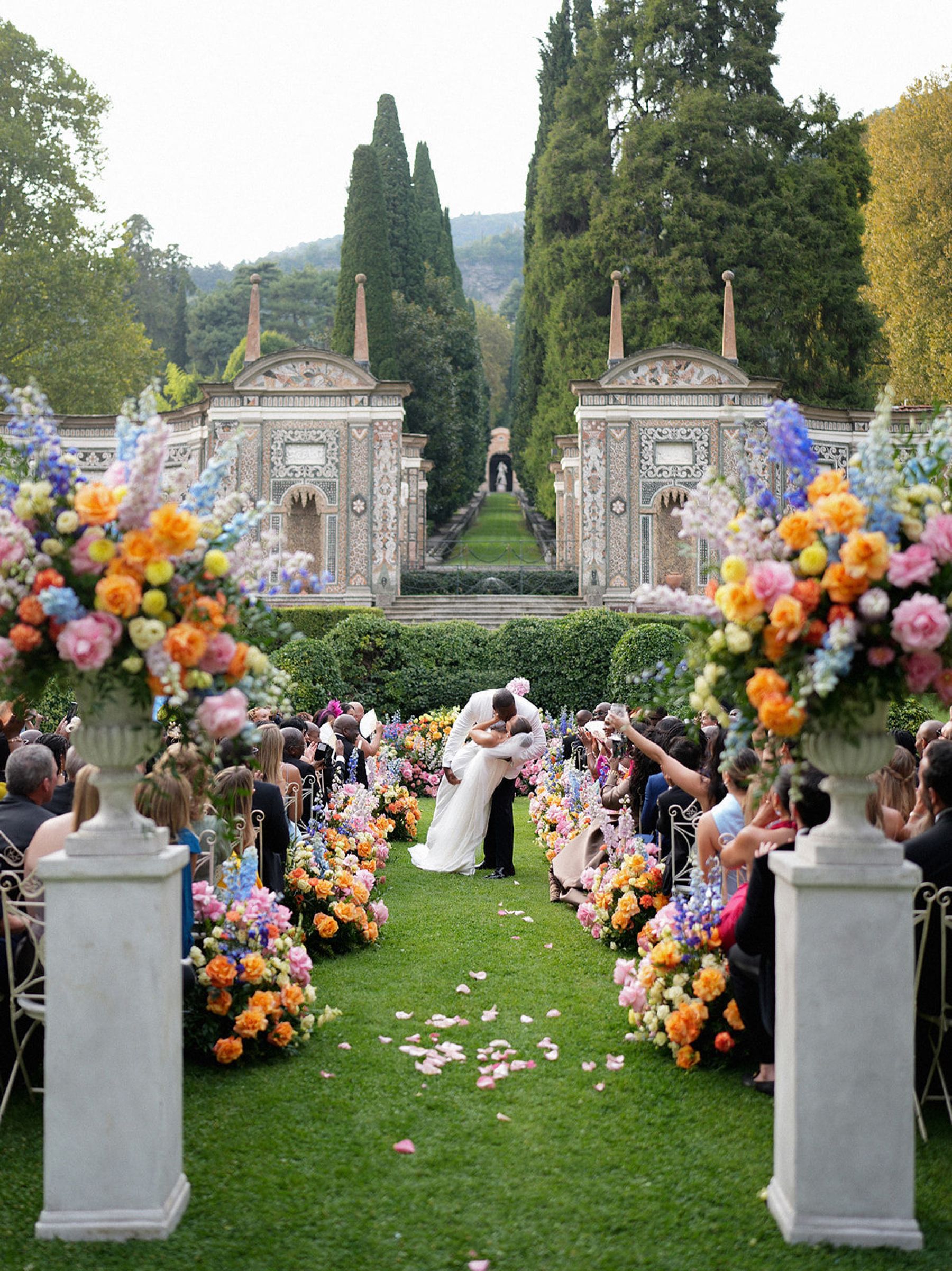 Madison &amp; Rotimi's Wedding at Villa D'Este: One Wooden Boat, 125 Guests, and Florals Nobody Expected photo