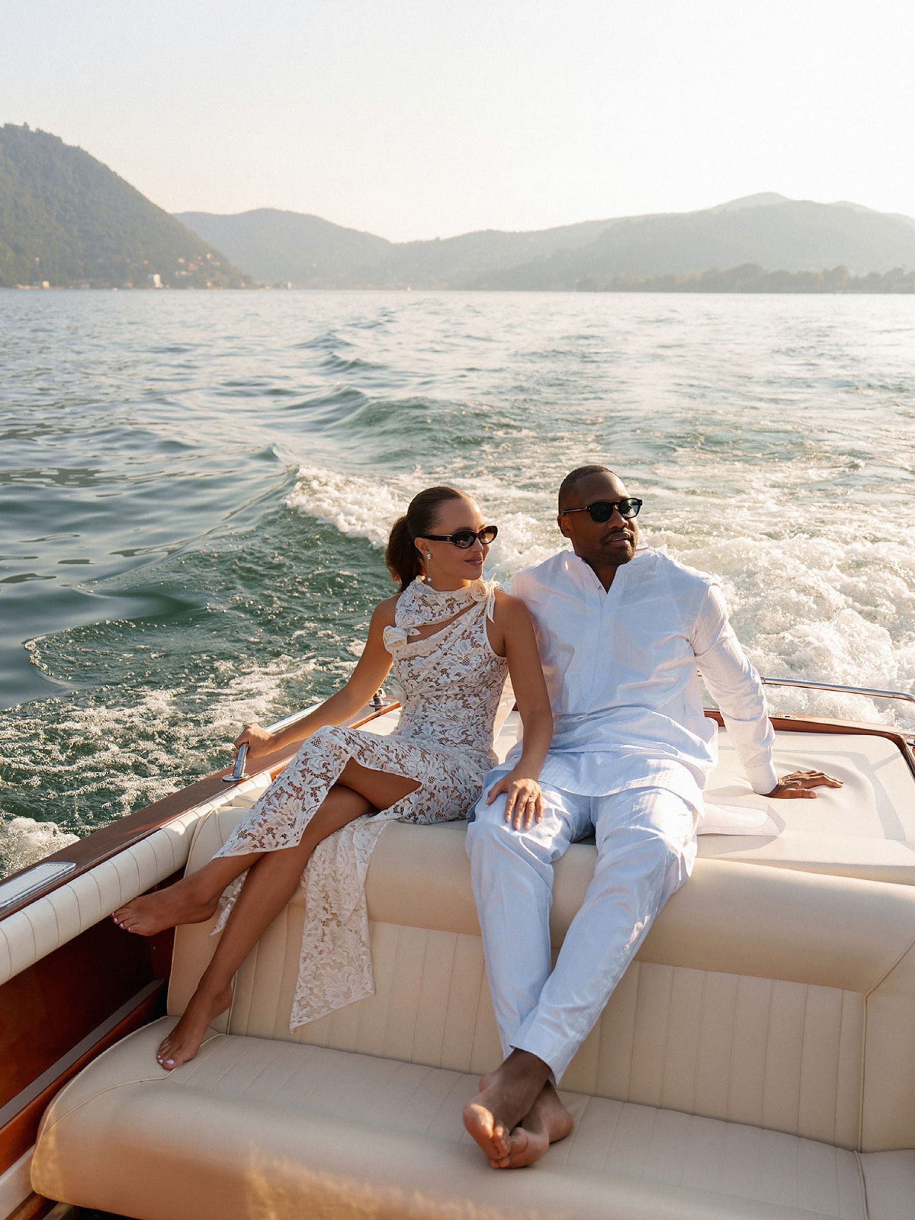 Madison &amp; Rotimi's Wedding at Villa D'Este: One Wooden Boat, 125 Guests, and Florals Nobody Expected photo