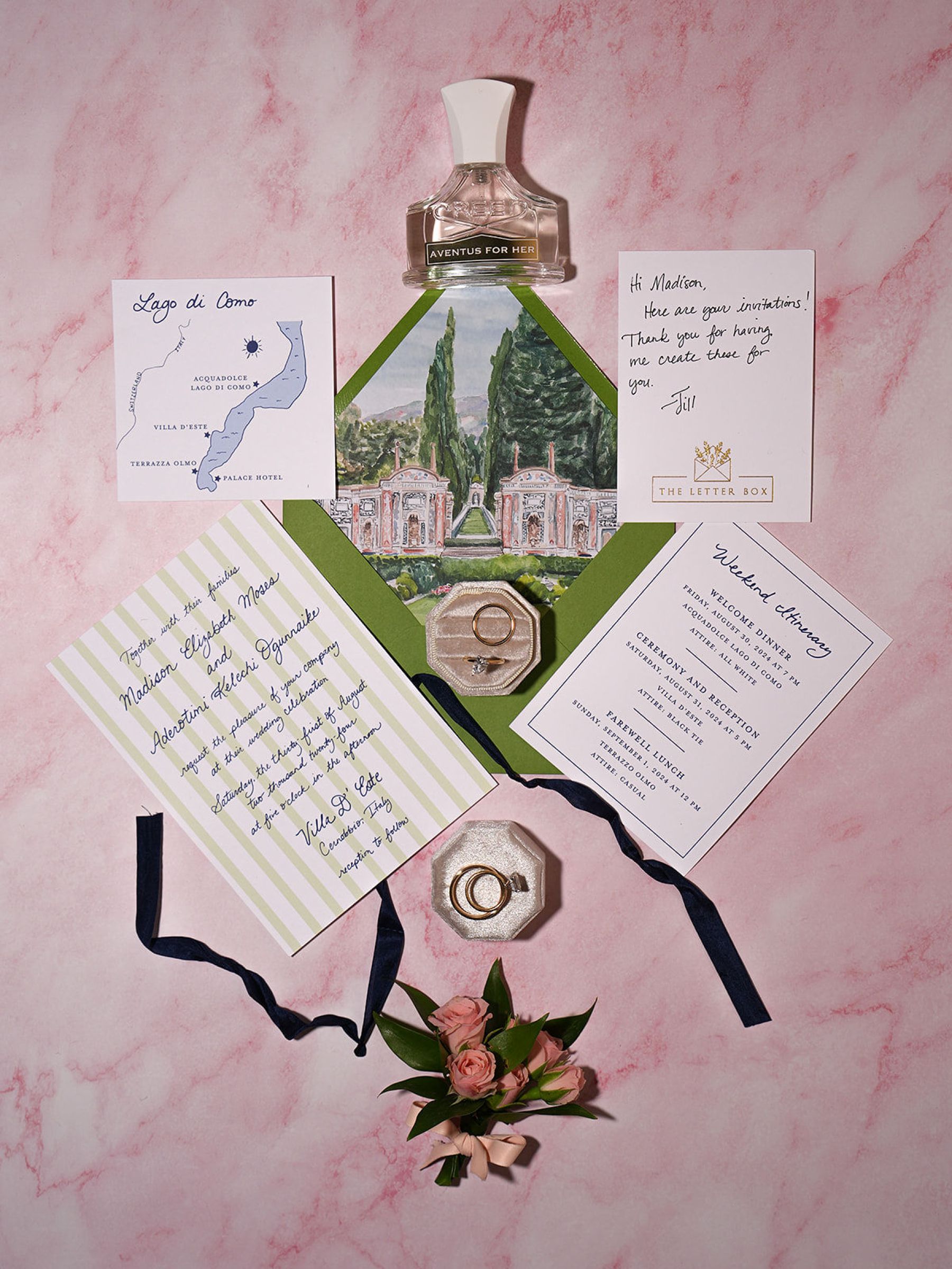 Madison &amp; Rotimi's Wedding at Villa D'Este: One Wooden Boat, 125 Guests, and Florals Nobody Expected photo