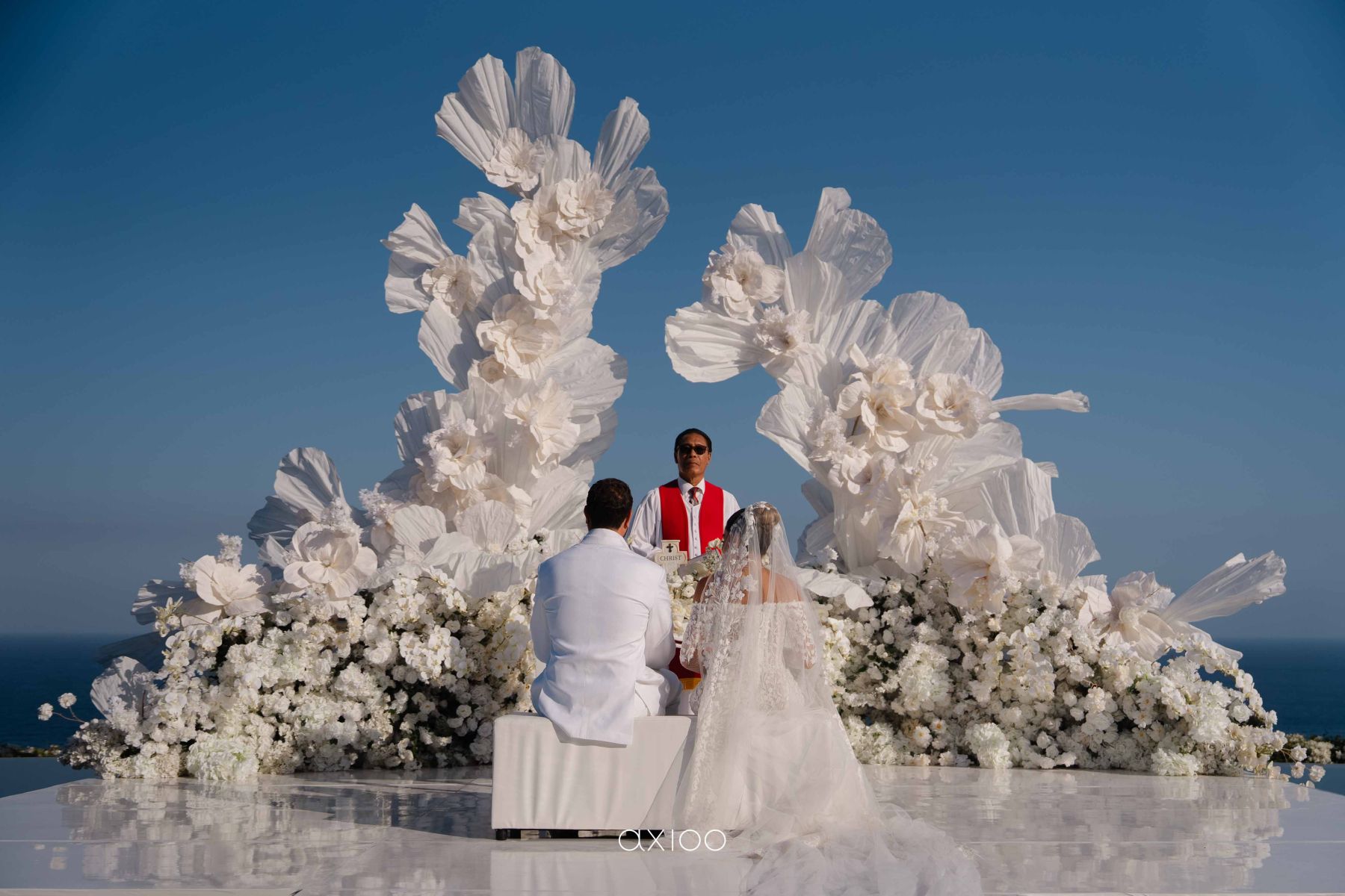 A Floating Stage, Paragliders Overhead and 100 Guests Who Flew Across the World: Karen &amp; Joey's Wedding at Pandawa Cliff Estate photo
