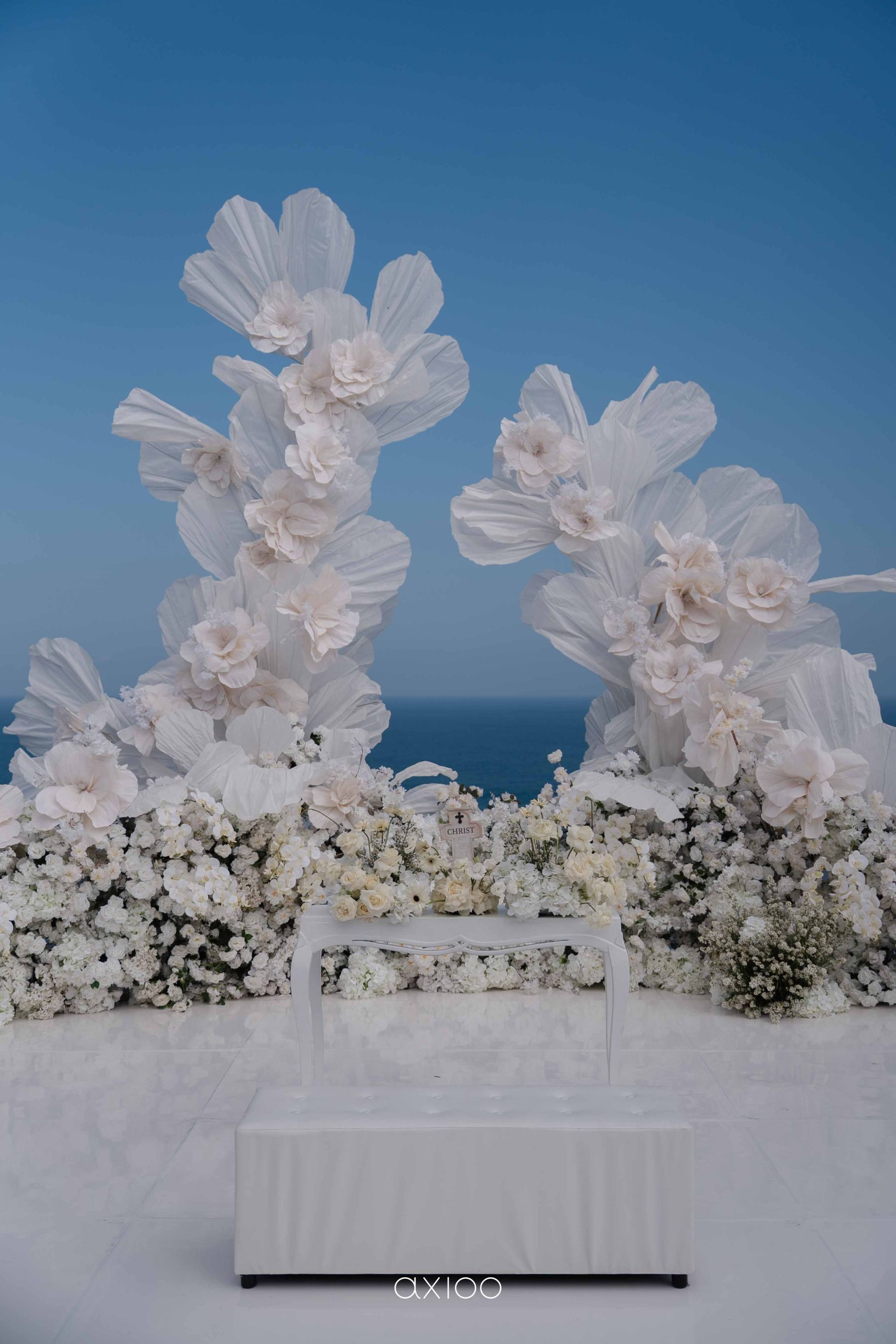 A Floating Stage, Paragliders Overhead and 100 Guests Who Flew Across the World: Karen &amp; Joey's Wedding at Pandawa Cliff Estate photo