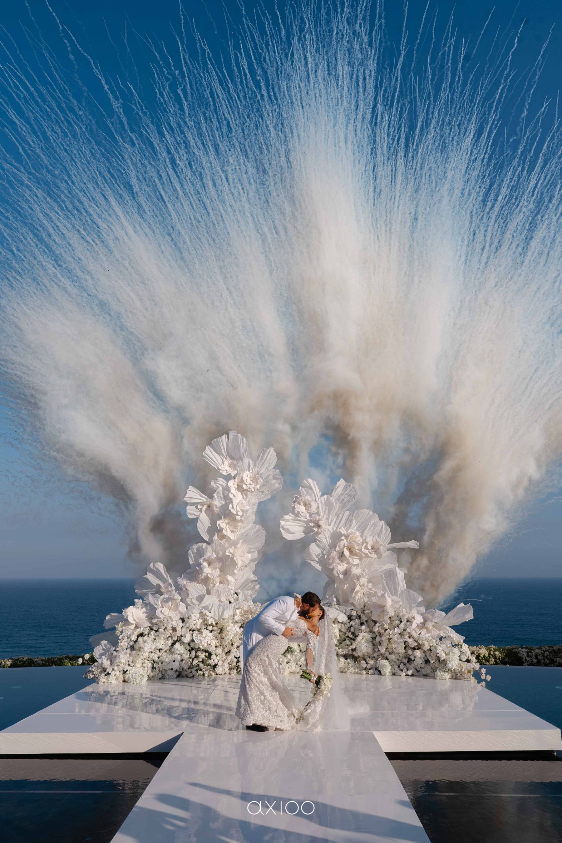A Floating Stage, Paragliders Overhead and 100 Guests Who Flew Across the World: Karen &amp; Joey's Wedding at Pandawa Cliff Estate photo