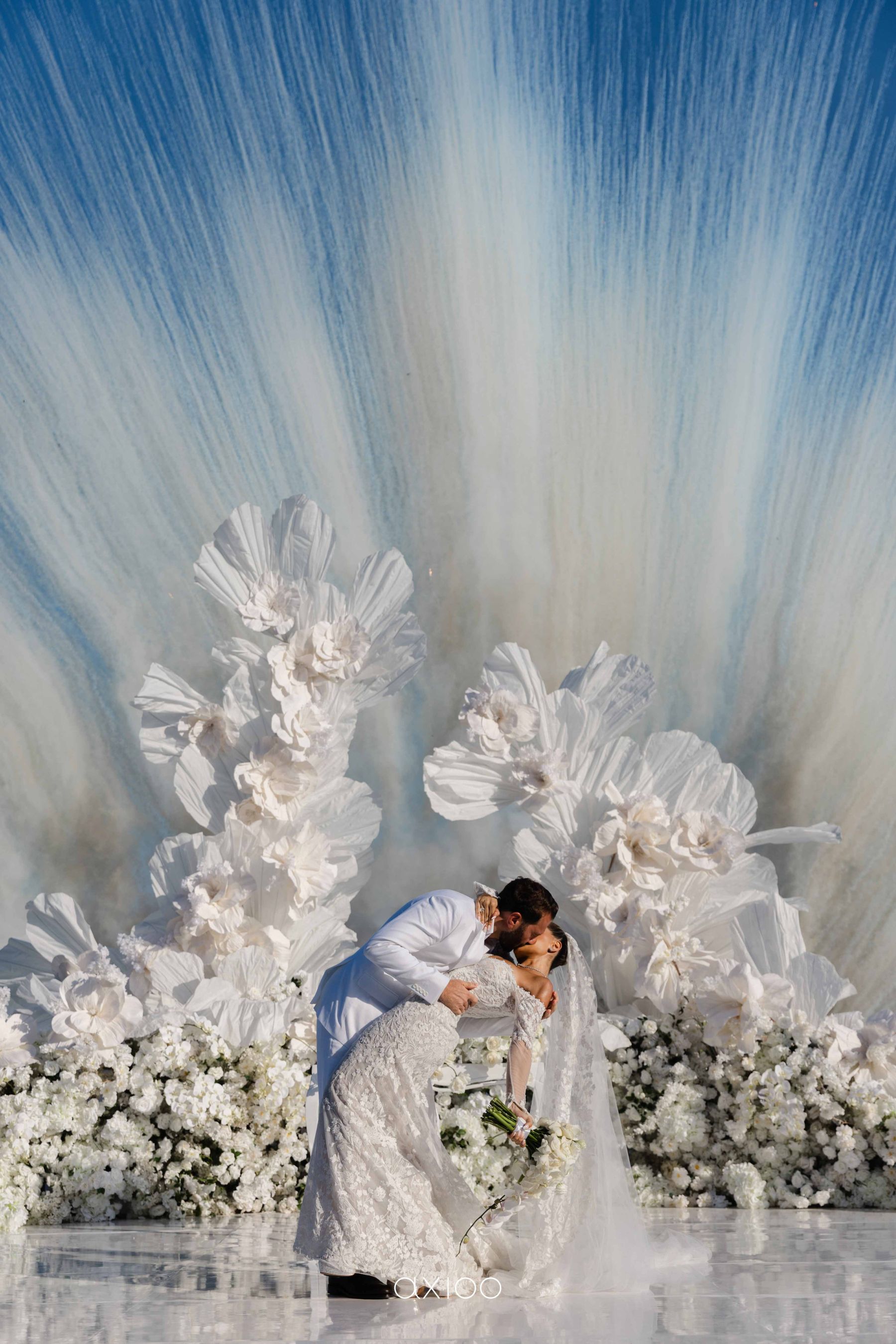 A Floating Stage, Paragliders Overhead and 100 Guests Who Flew Across the World: Karen &amp; Joey's Wedding at Pandawa Cliff Estate photo